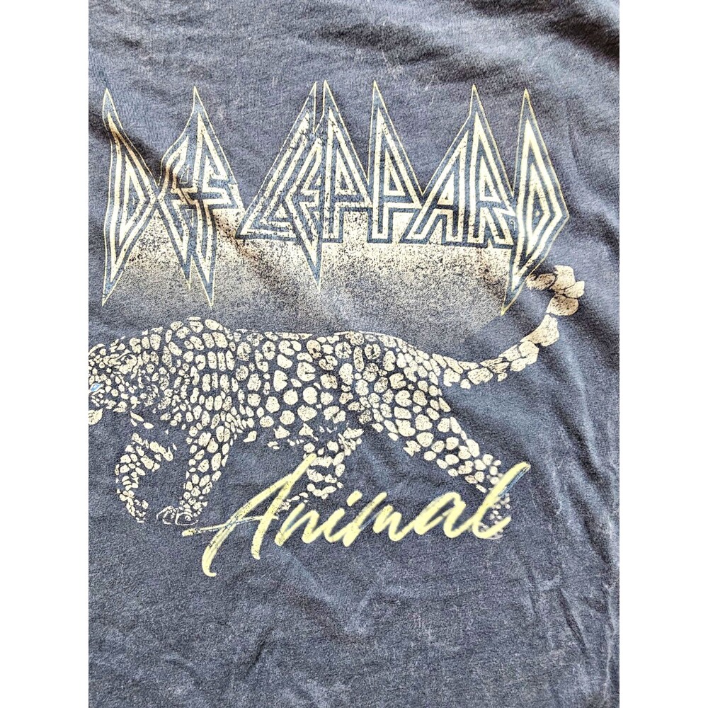Vintage Canvas Def Leppard Animal Graphic Gray Crew Neck T-Shirt Size L